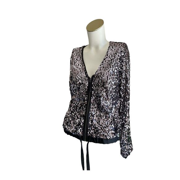 Gap Bomber Jacket Sequin Embellished Lined V Neckline S - Picture 2 of 2